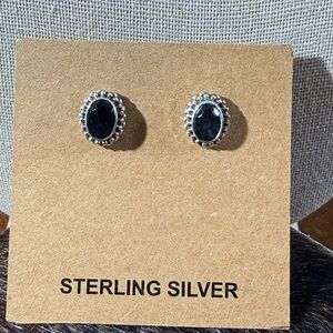 Elegant Dark London Blue Topaz Studs, Sterling Silver Earrings. NEW